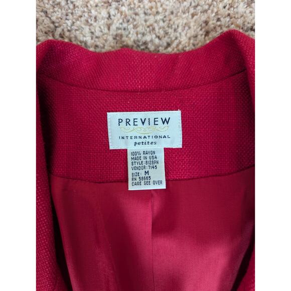 Vintage 1990s Preview Collection Petites Red Soft Blazer Jacket USA Union Made - Picture 6 of 11